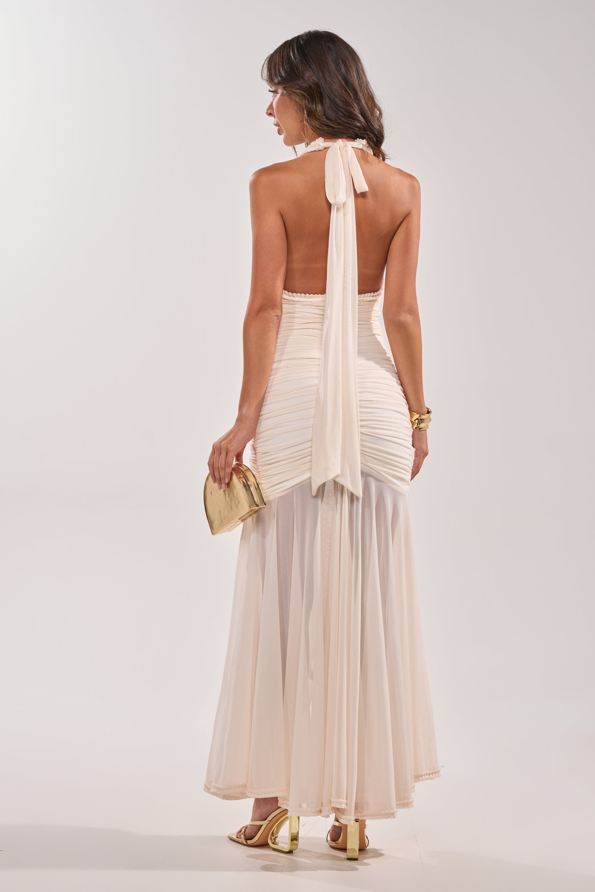 SWEET SUNSET MESH MAXI DRESS IN WHITE