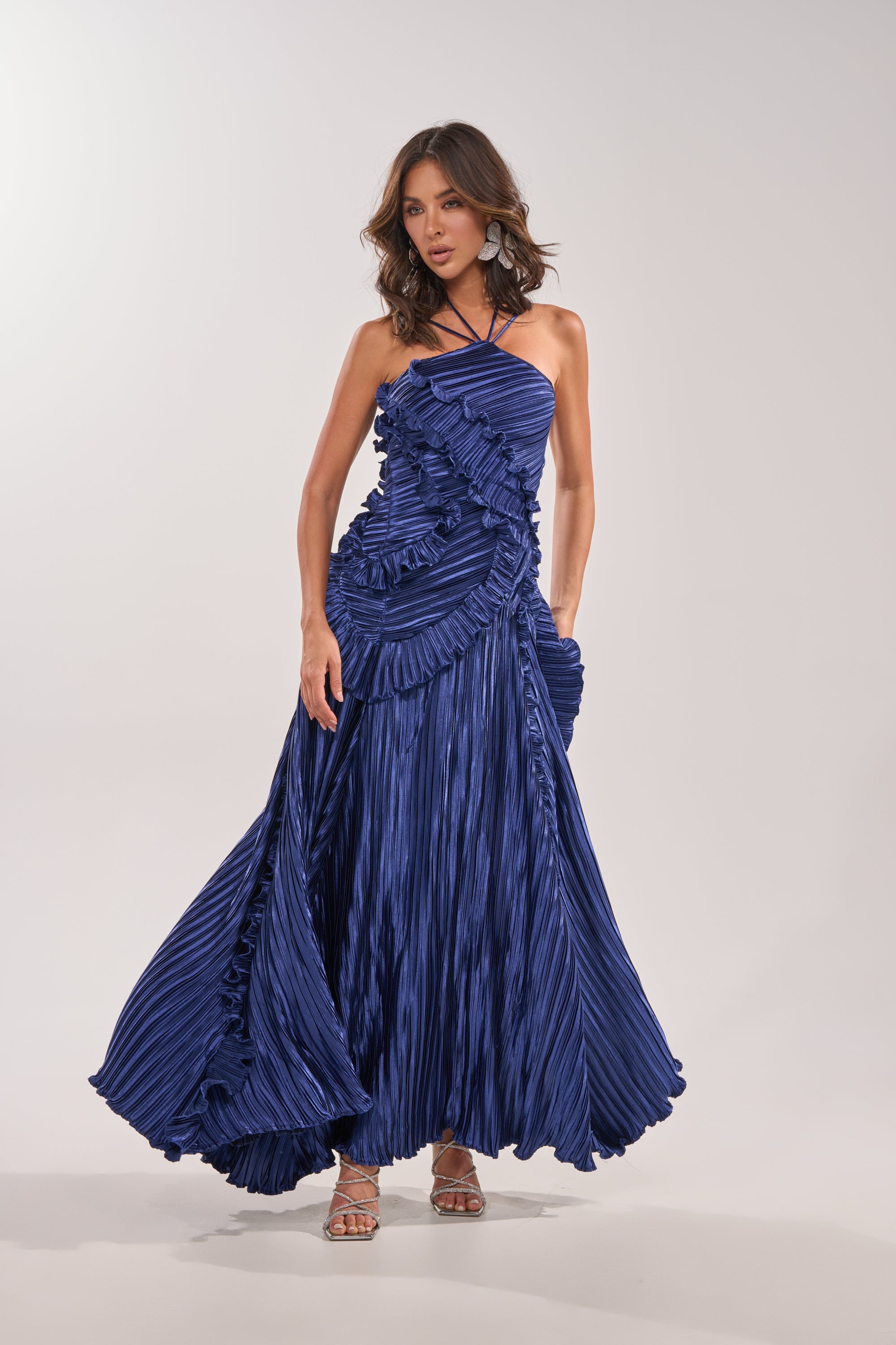 CELESTE RUFFLE MIDI DRESS
