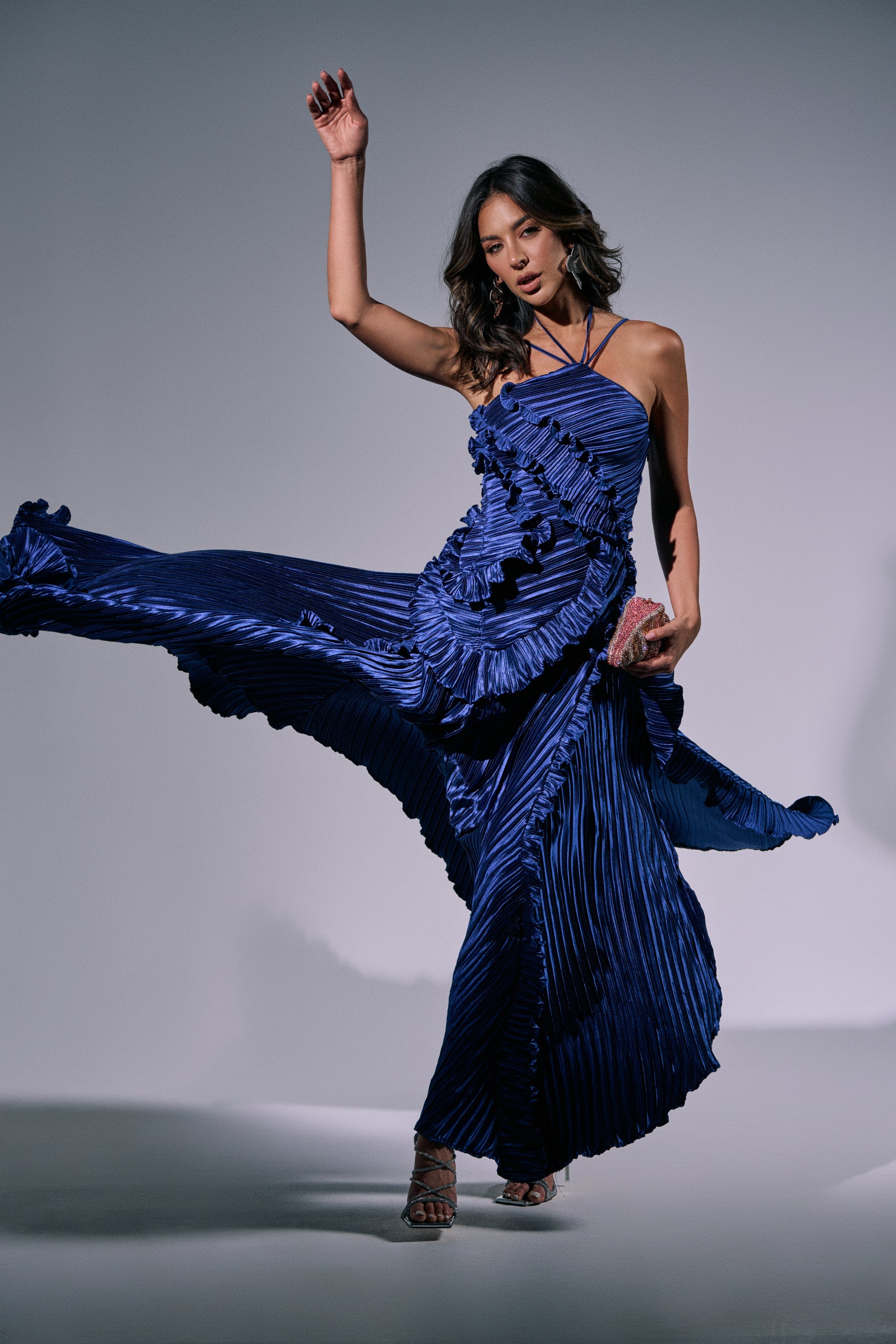 CELESTE RUFFLE MIDI DRESS