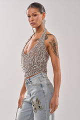 HOTTEST ON THE BLOCK RHINESTONE BLOUSE