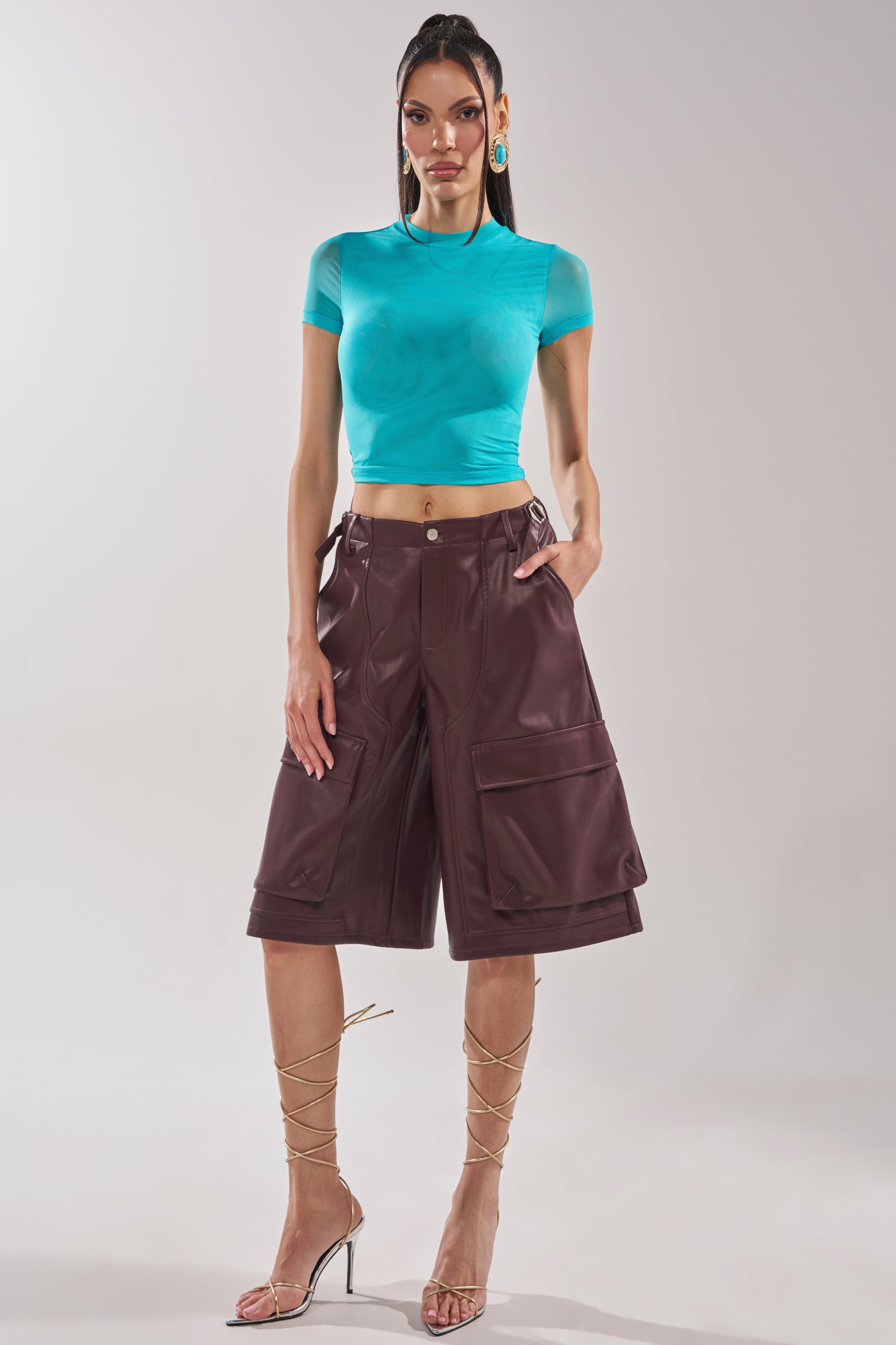 PAXTON DOUBLE LINED MESH SHORT SLEEVE TEE IN TURQUOISE