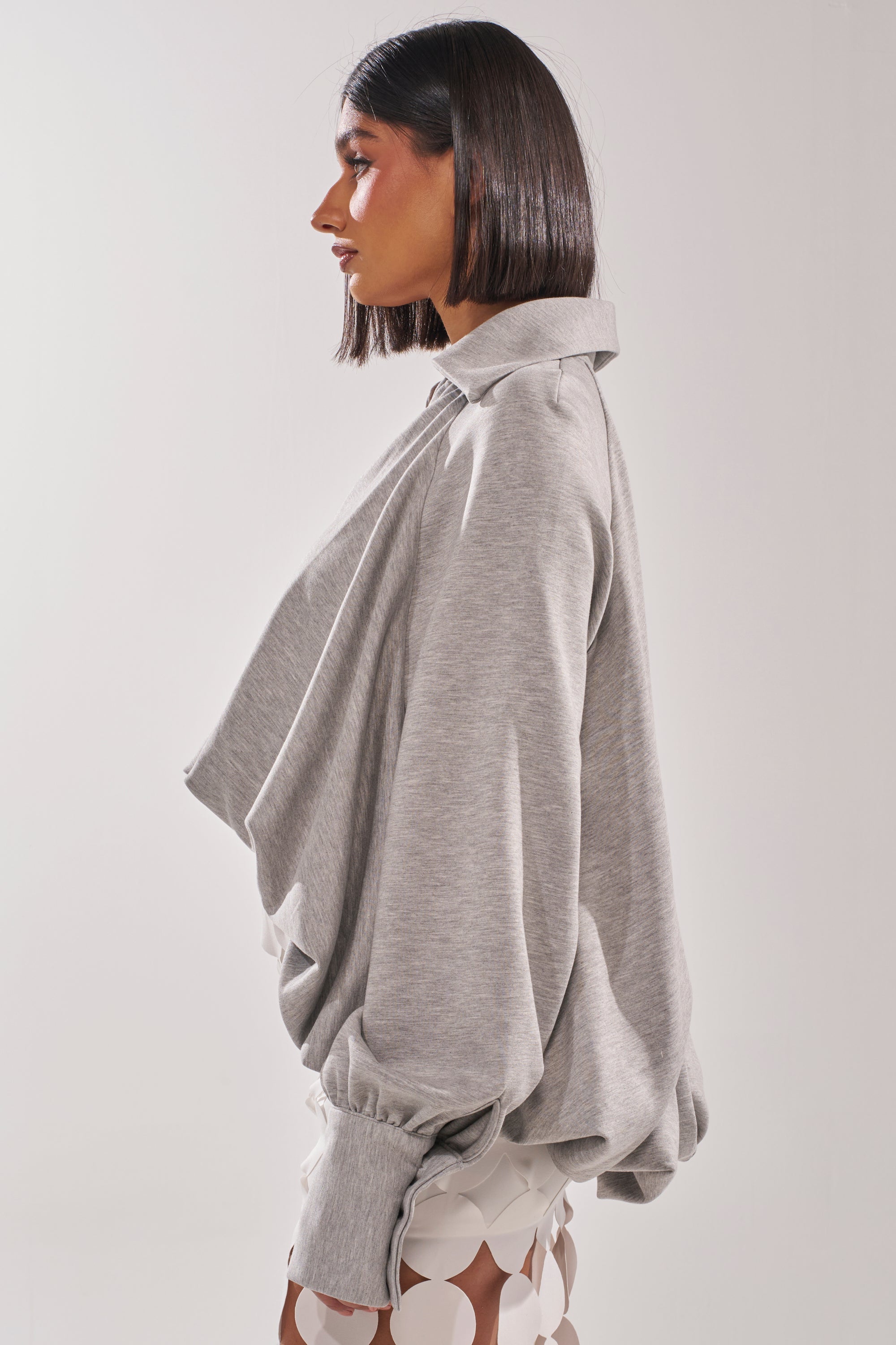 NEW RULES HIGH LOW BLOUSE IN GREY