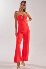 BOSS LADY JUMPSUIT IN RED