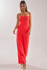 BOSS LADY JUMPSUIT IN RED