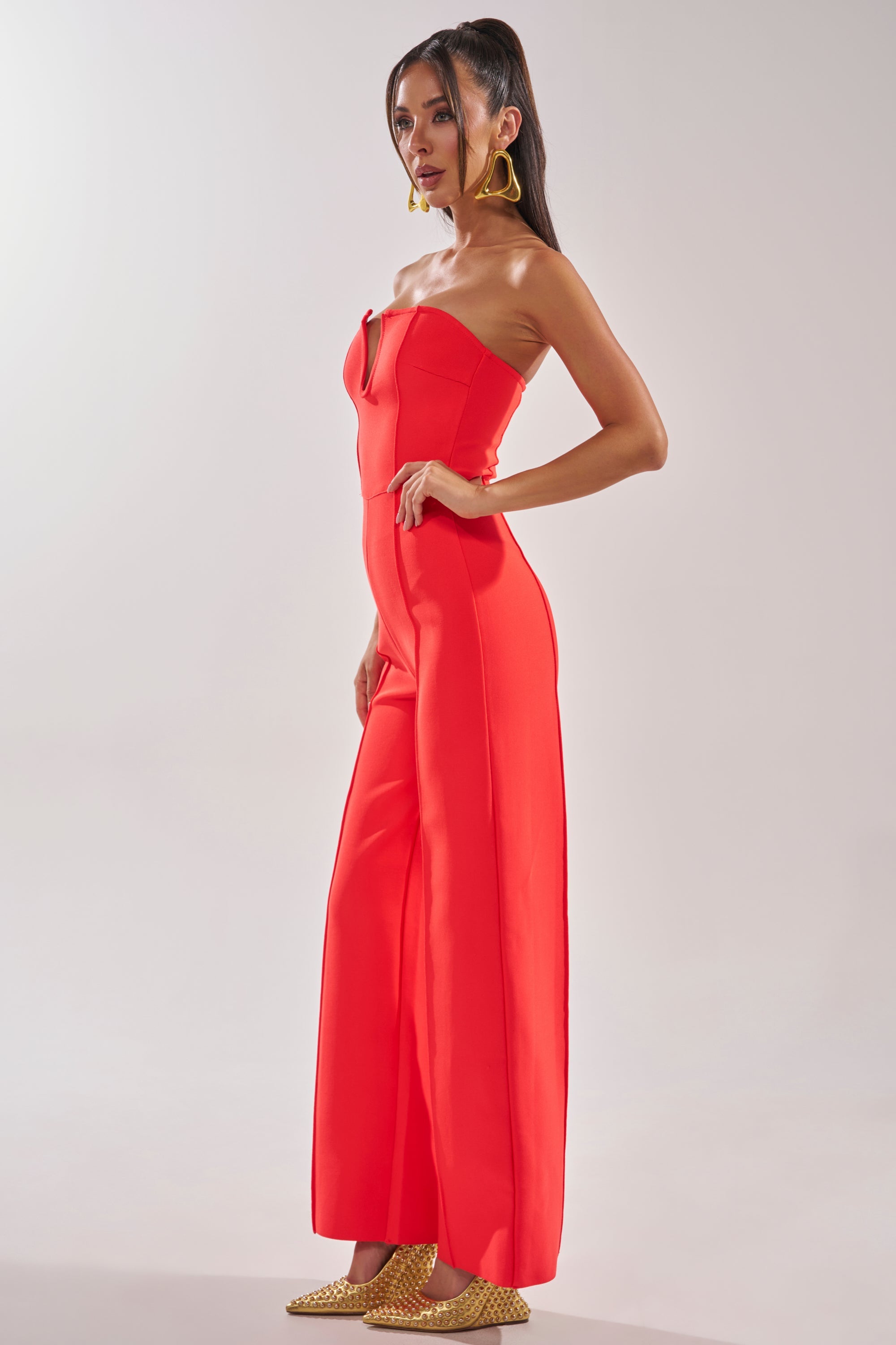 BOSS LADY JUMPSUIT IN RED