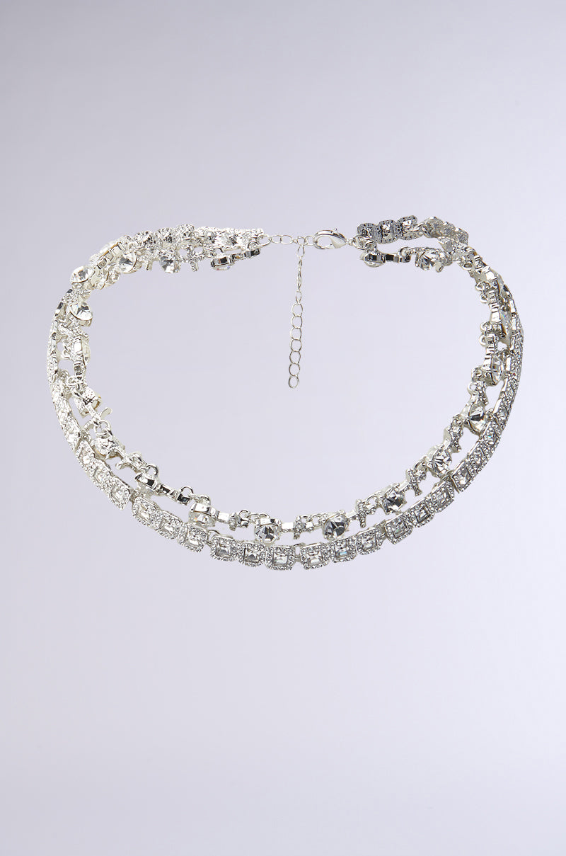 BLING RING NECKLACE IN SILVER