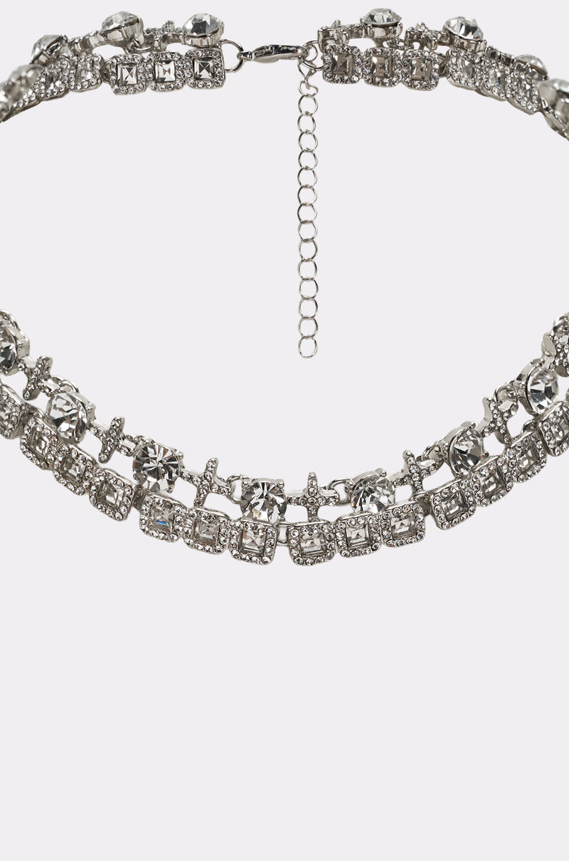 BLING RING NECKLACE IN SILVER