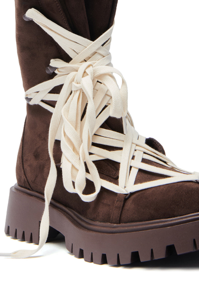 AZALEA WANG ARJUN CHOCOLATE LACE BOOTIE