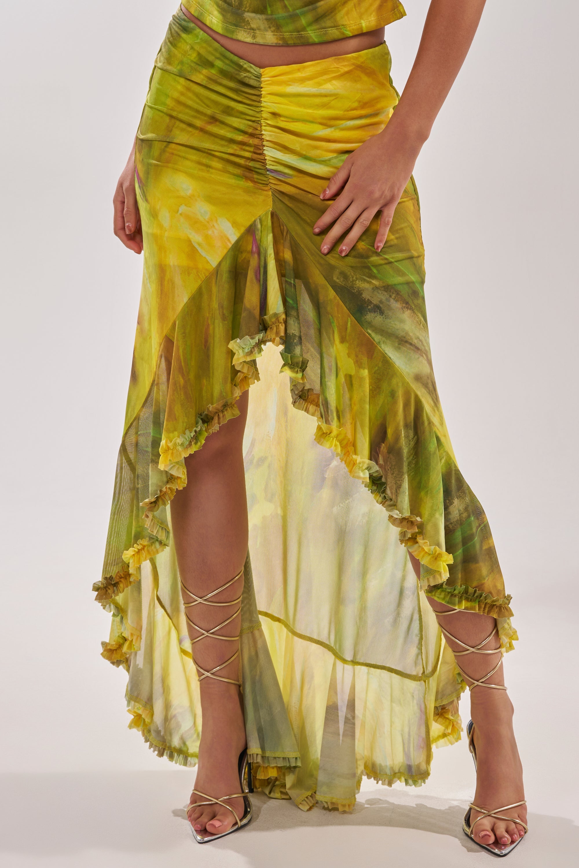 TELL ME MORE HIGH LOW SKIRT IN YELLOW