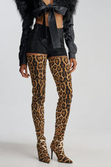 AZALEA WANG AVENOIR LEOPARD THIGH HIGH STILETTO BOOT