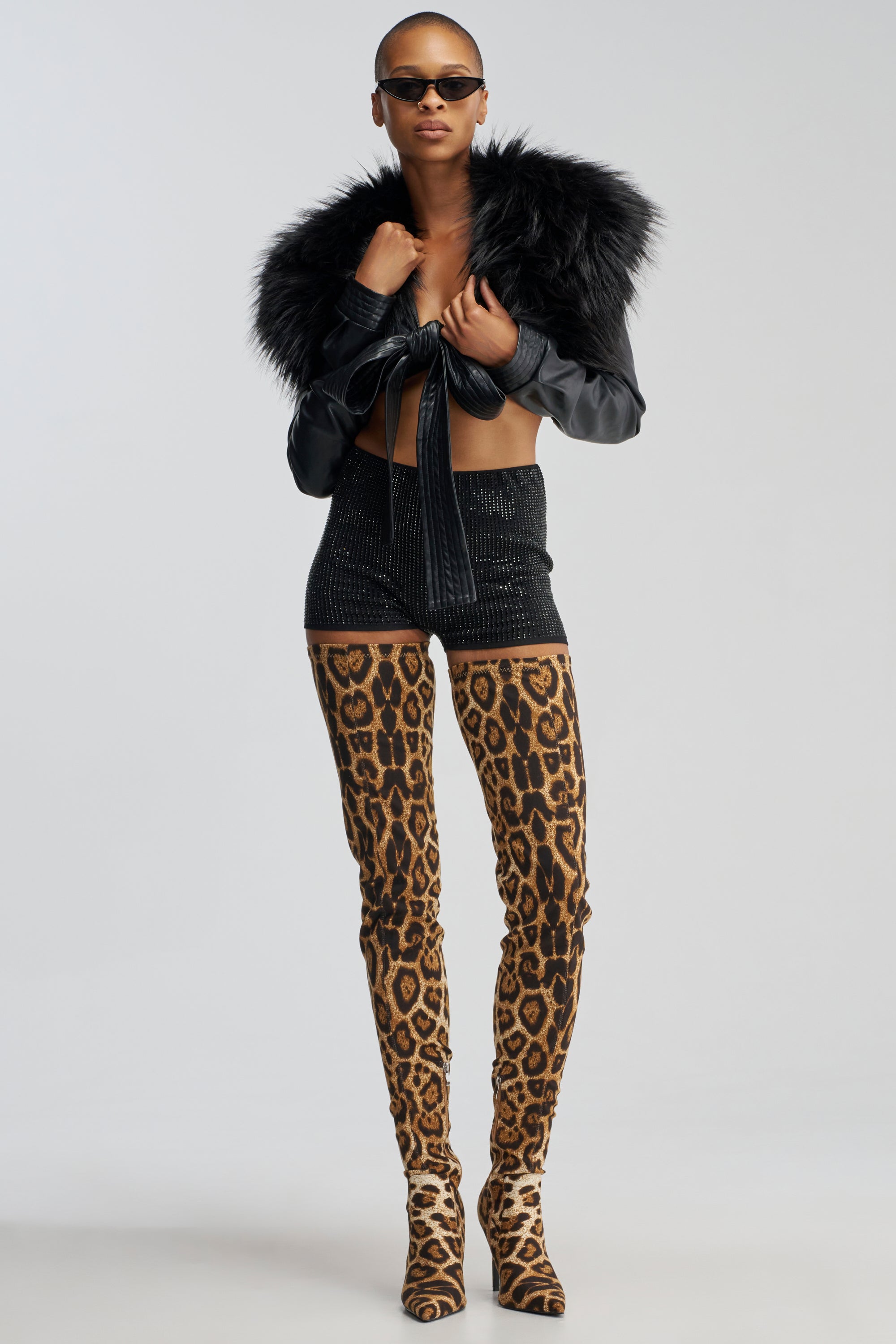 AZALEA WANG AVENOIR LEOPARD THIGH HIGH STILETTO BOOT