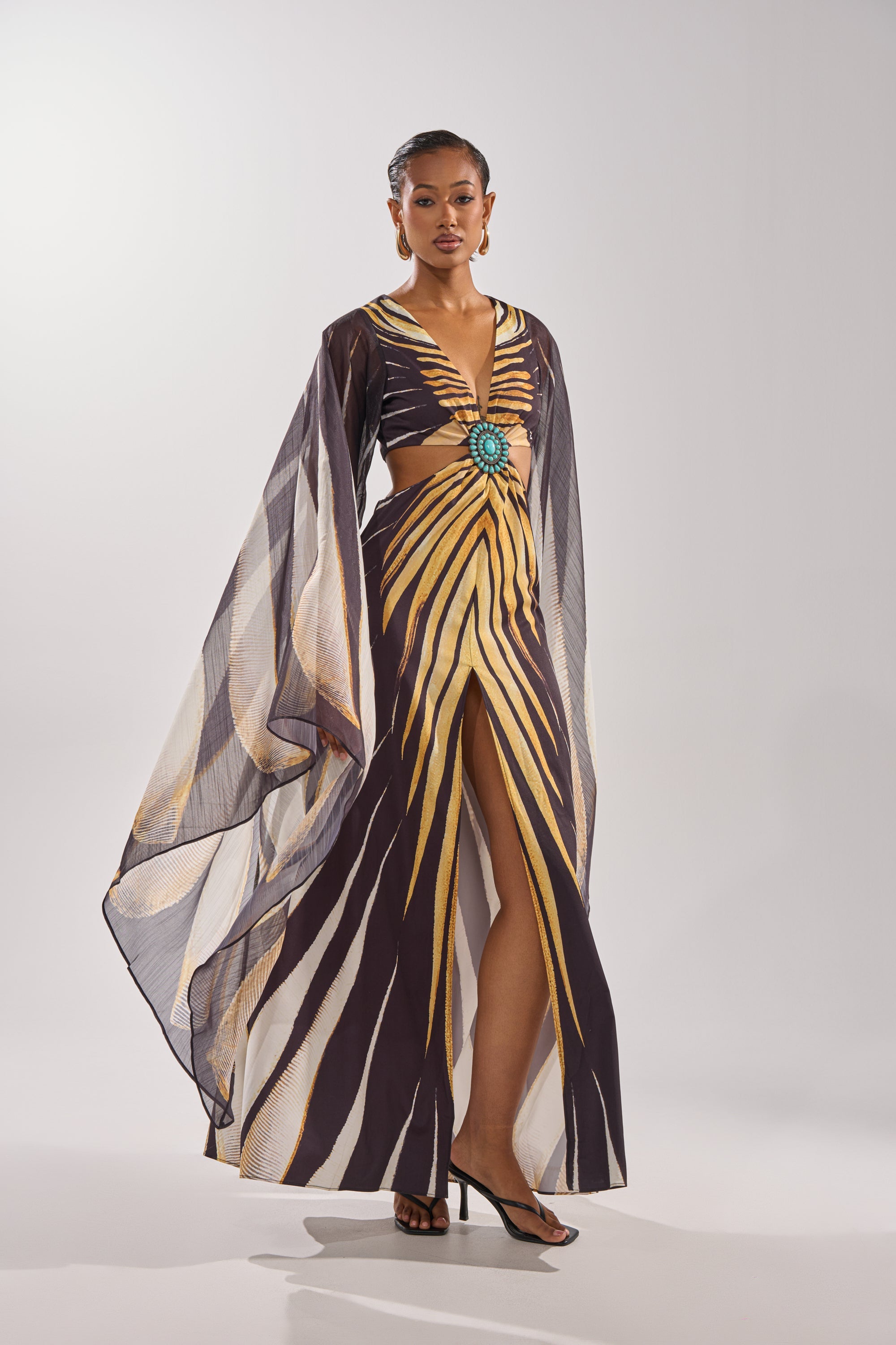 SHEER OPULENCE CUTOUT MAXI DRESS