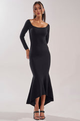 KALLIE OFF SHOULDER LONG SLEEVE SWEATER MAXI DRESS