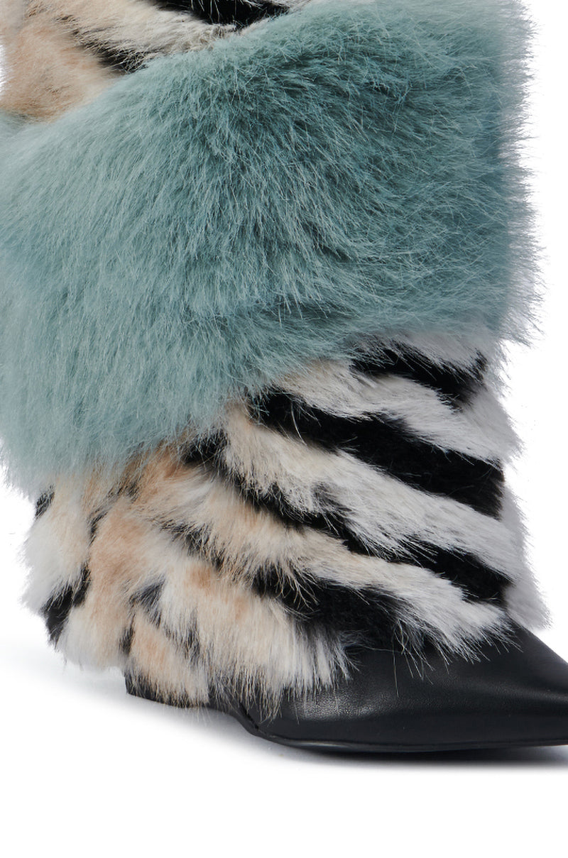 AZALEA WANG HIRO MULTI FUR BOOTIE