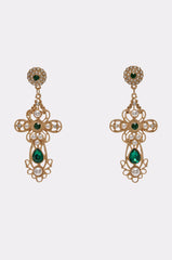 EMERALD JEWEL CROSS EARRINGS