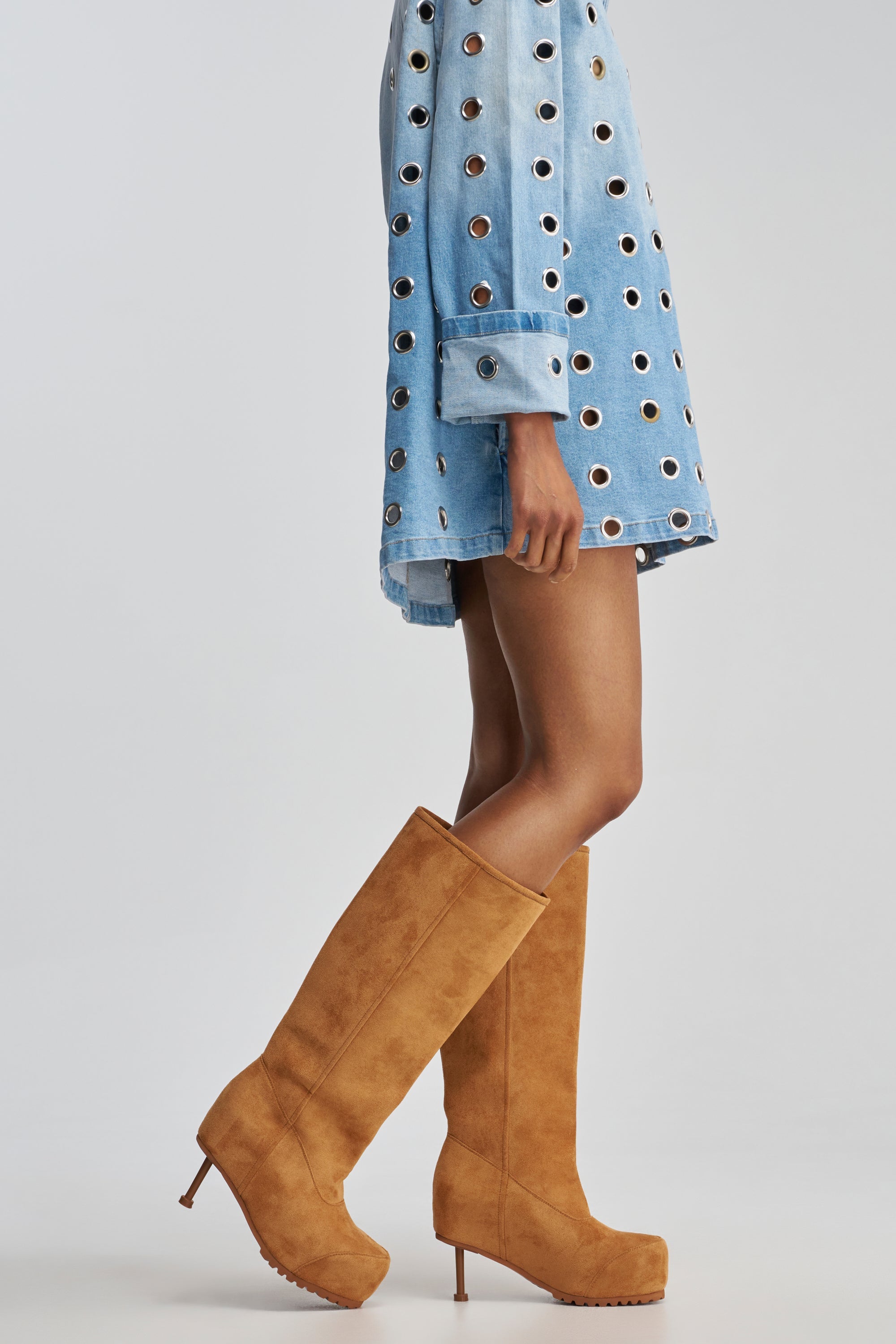 AZALEA WANG CLEDQYN CHESTNUT SUEDE STILETTO BOOTIE