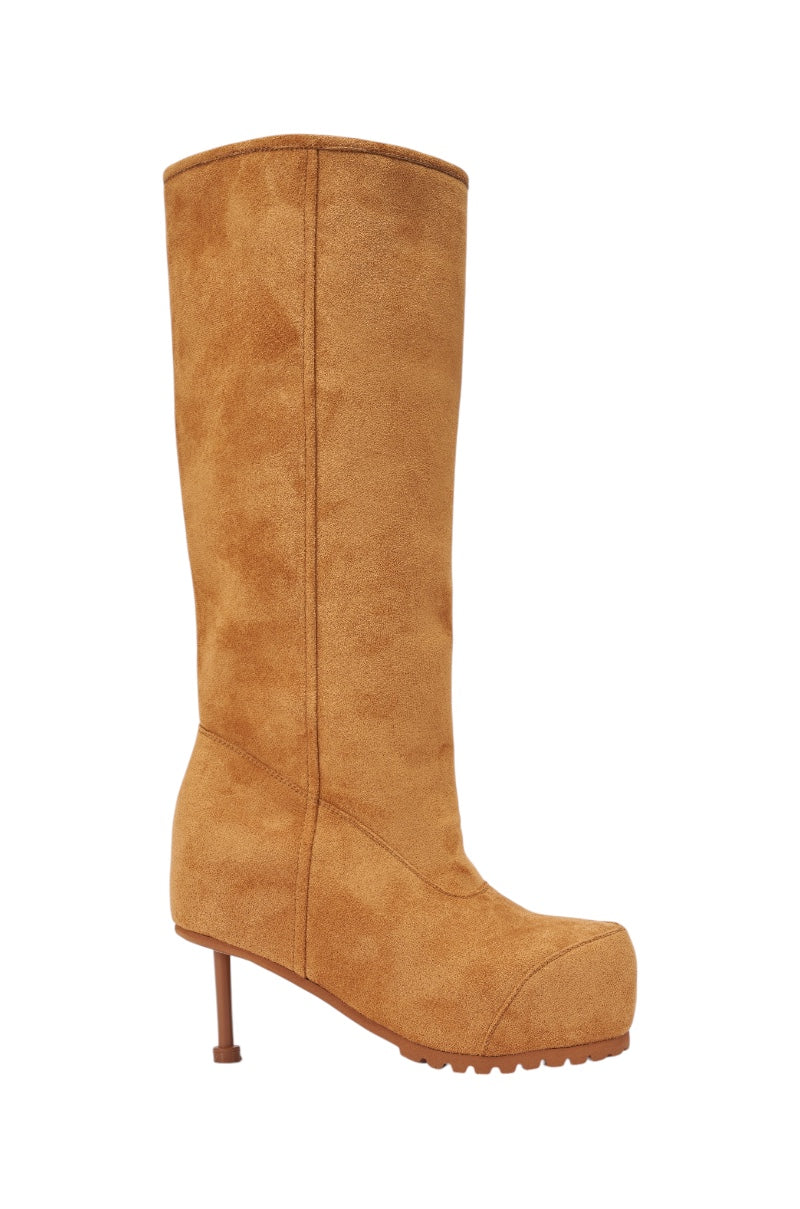 AZALEA WANG CLEDQYN CHESTNUT SUEDE STILETTO BOOTIE