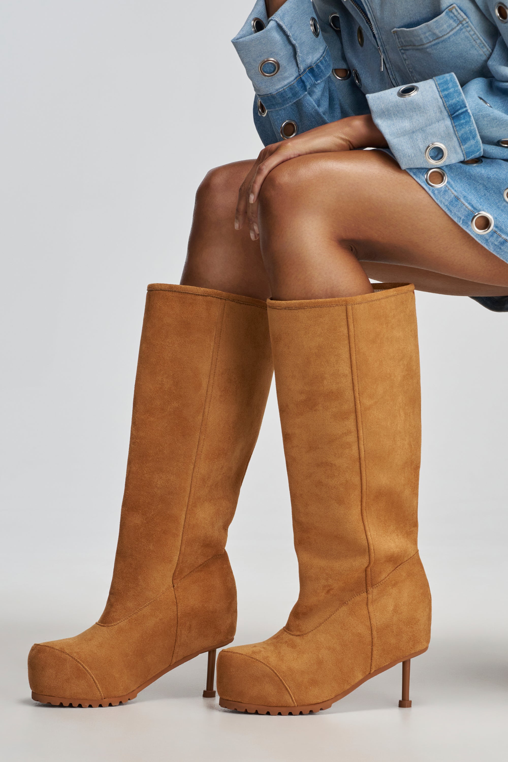 AZALEA WANG CLEDQYN CHESTNUT SUEDE STILETTO BOOTIE