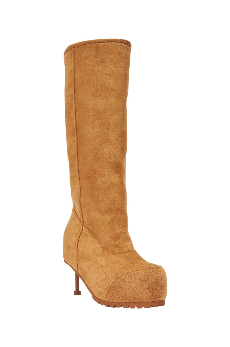 AZALEA WANG CLEDQYN CHESTNUT SUEDE STILETTO BOOTIE