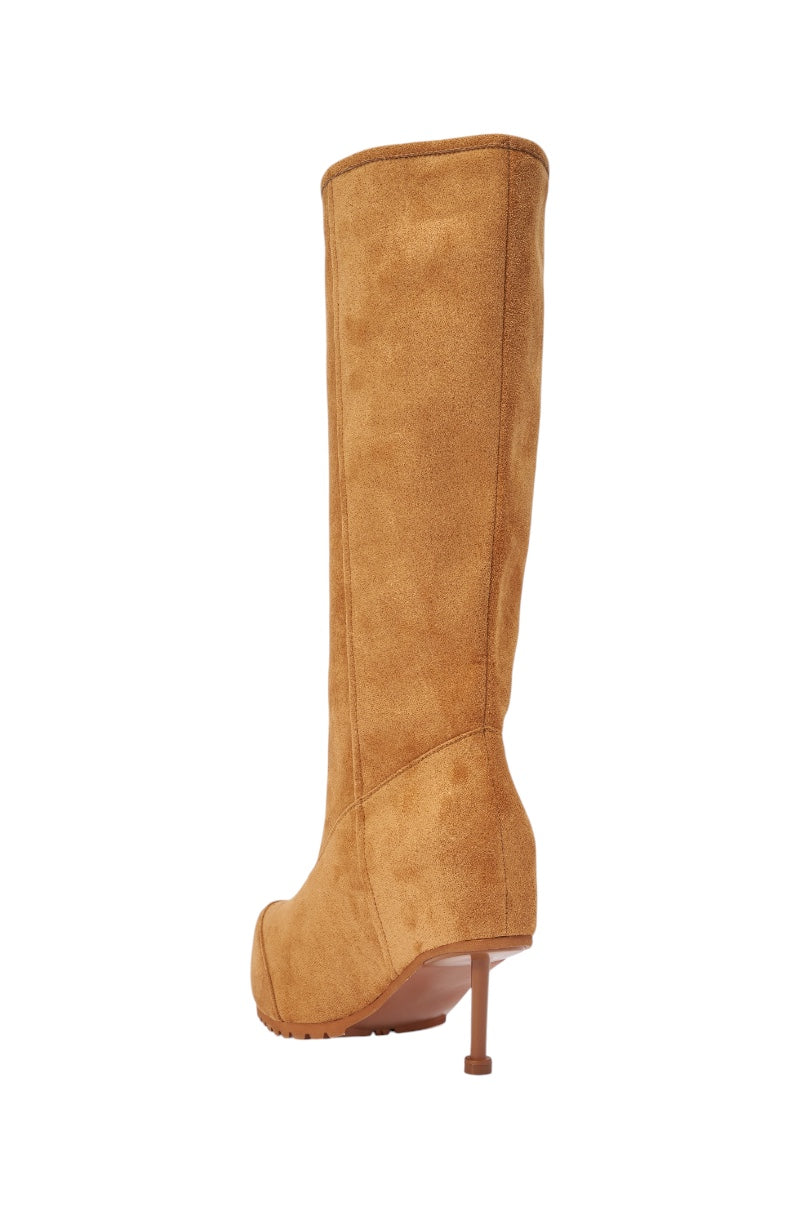 AZALEA WANG CLEDQYN CHESTNUT SUEDE STILETTO BOOTIE