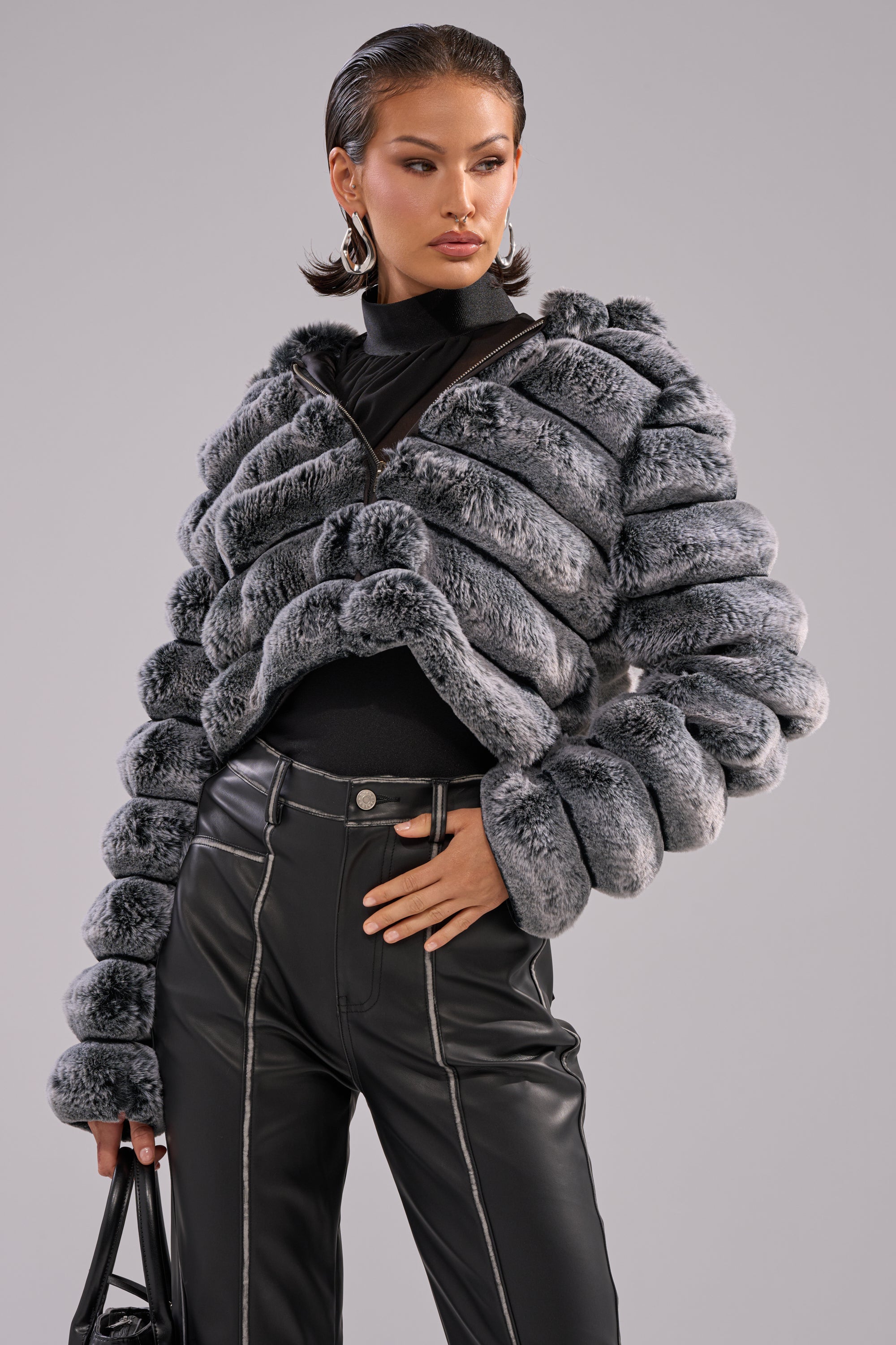 POPCORN FAUX FUR IN GREY