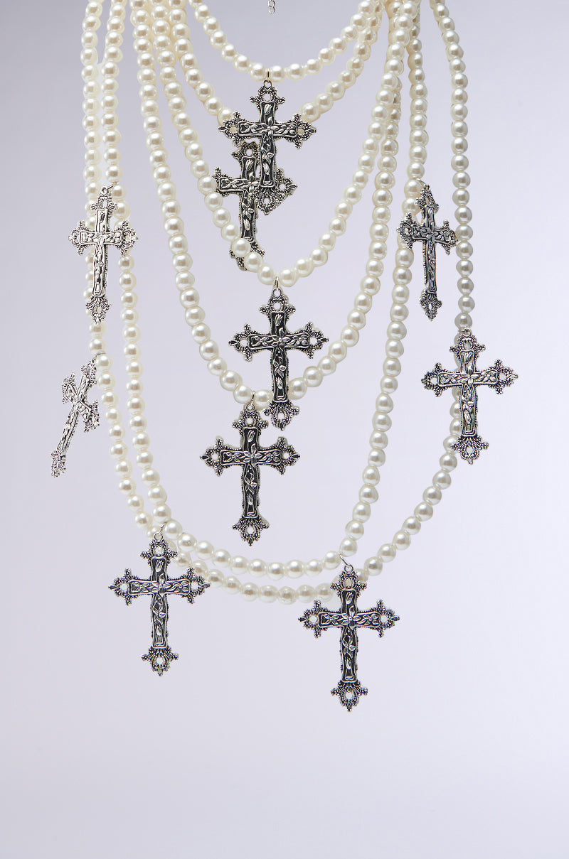 PROTECTED LAYERED CROSS NECKLACE