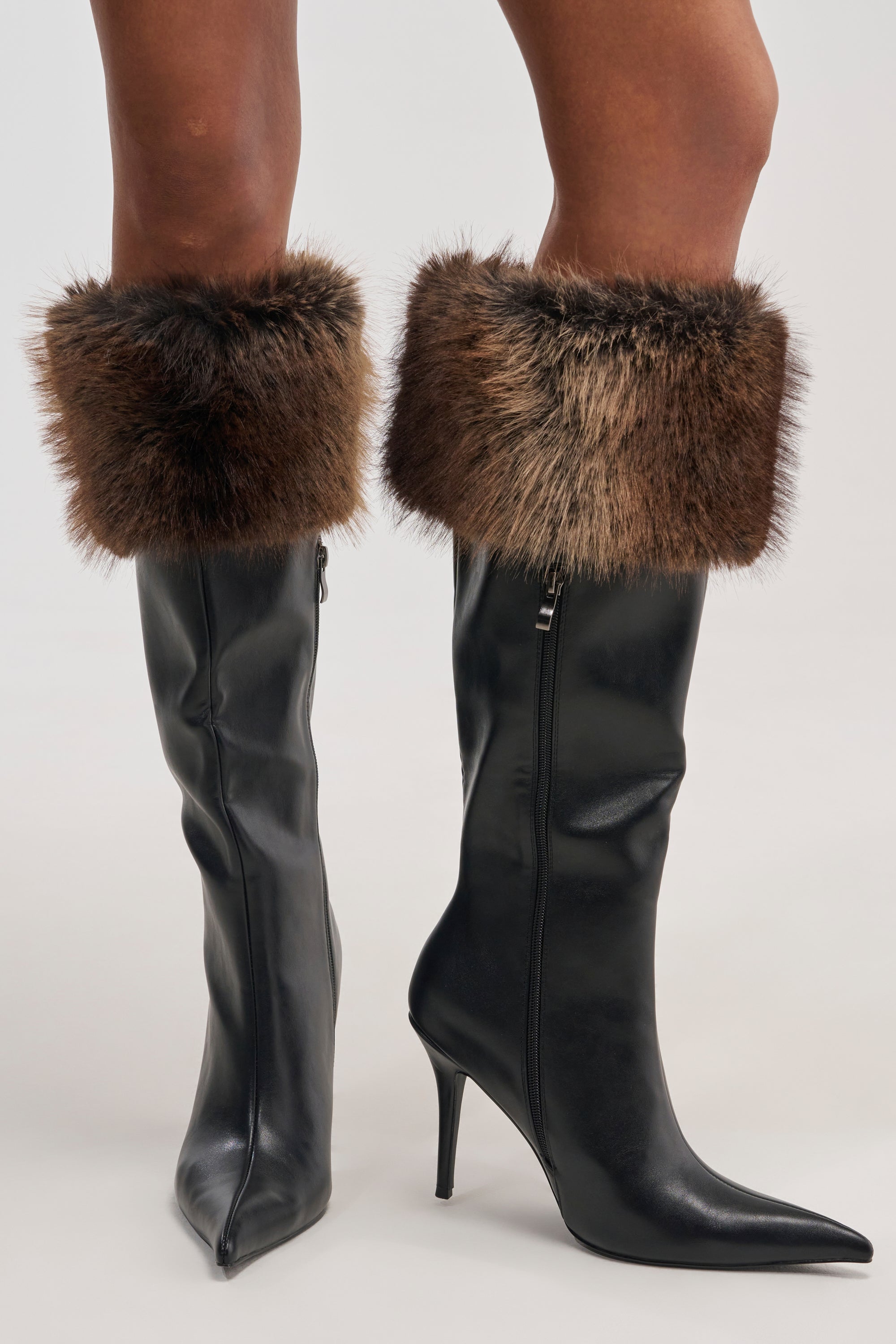 AZALEA WANG DOVE BLACK FUR TOPLINE BOOT