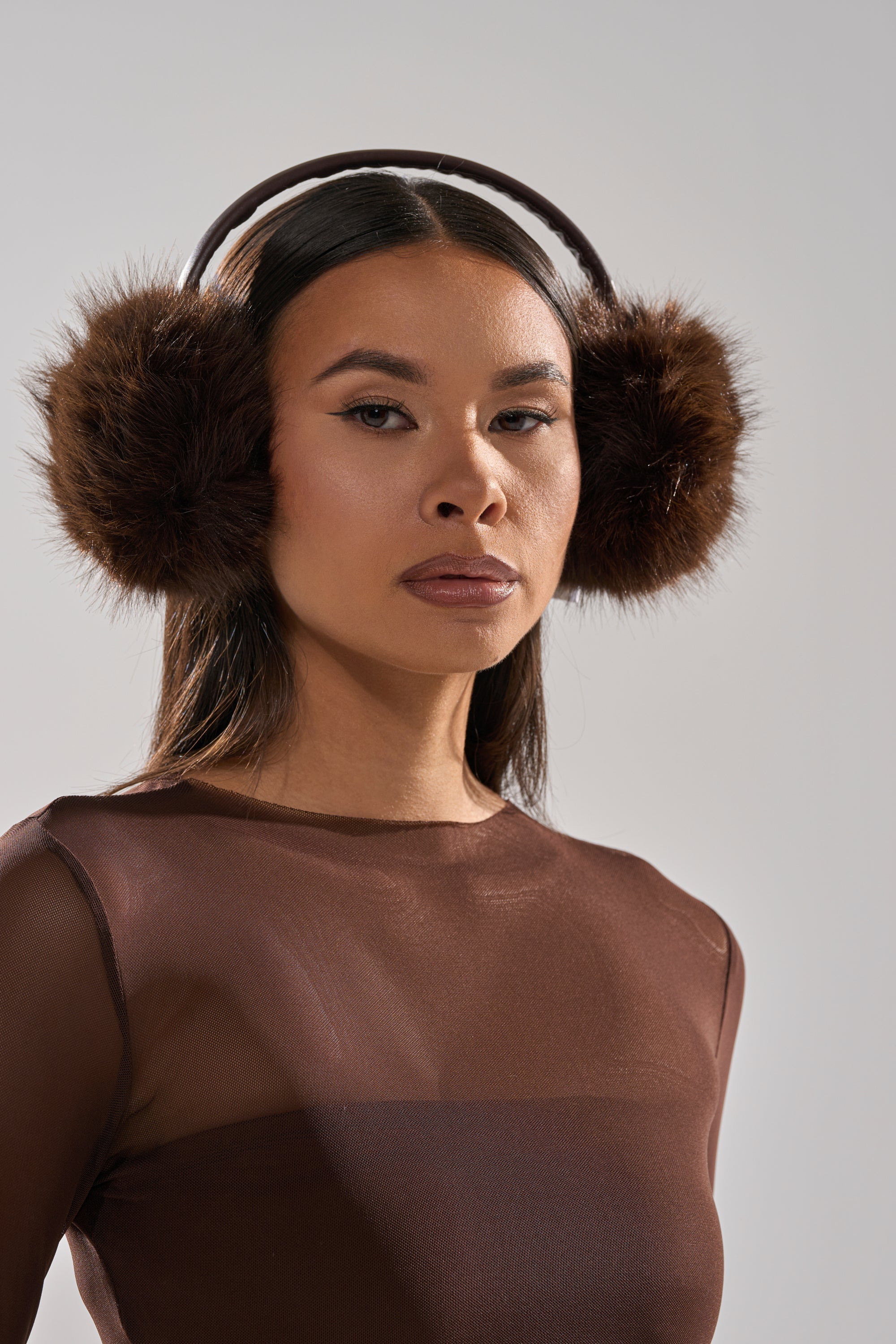 DARK CHOCOLATE FAUX FUR EARMUFFS