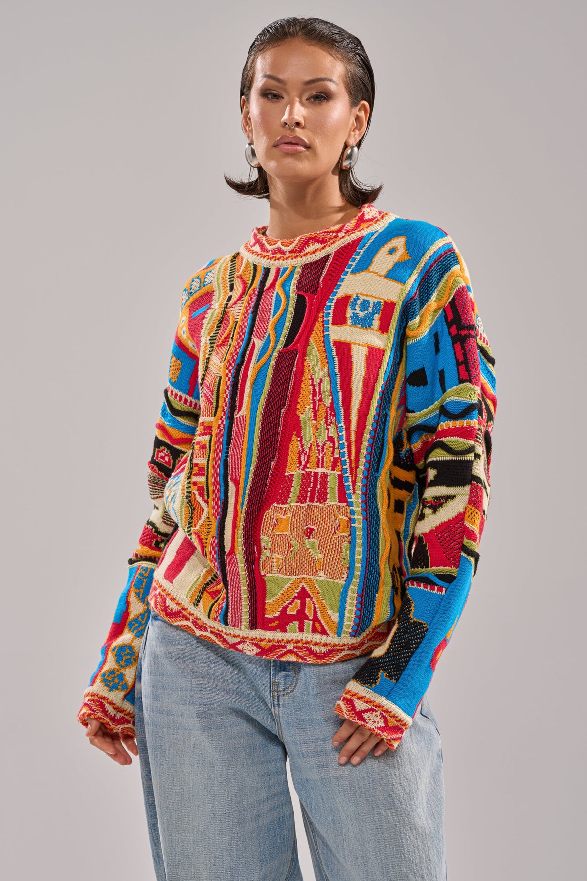 RETRO OVERSIZED SWEATER IN MULTI