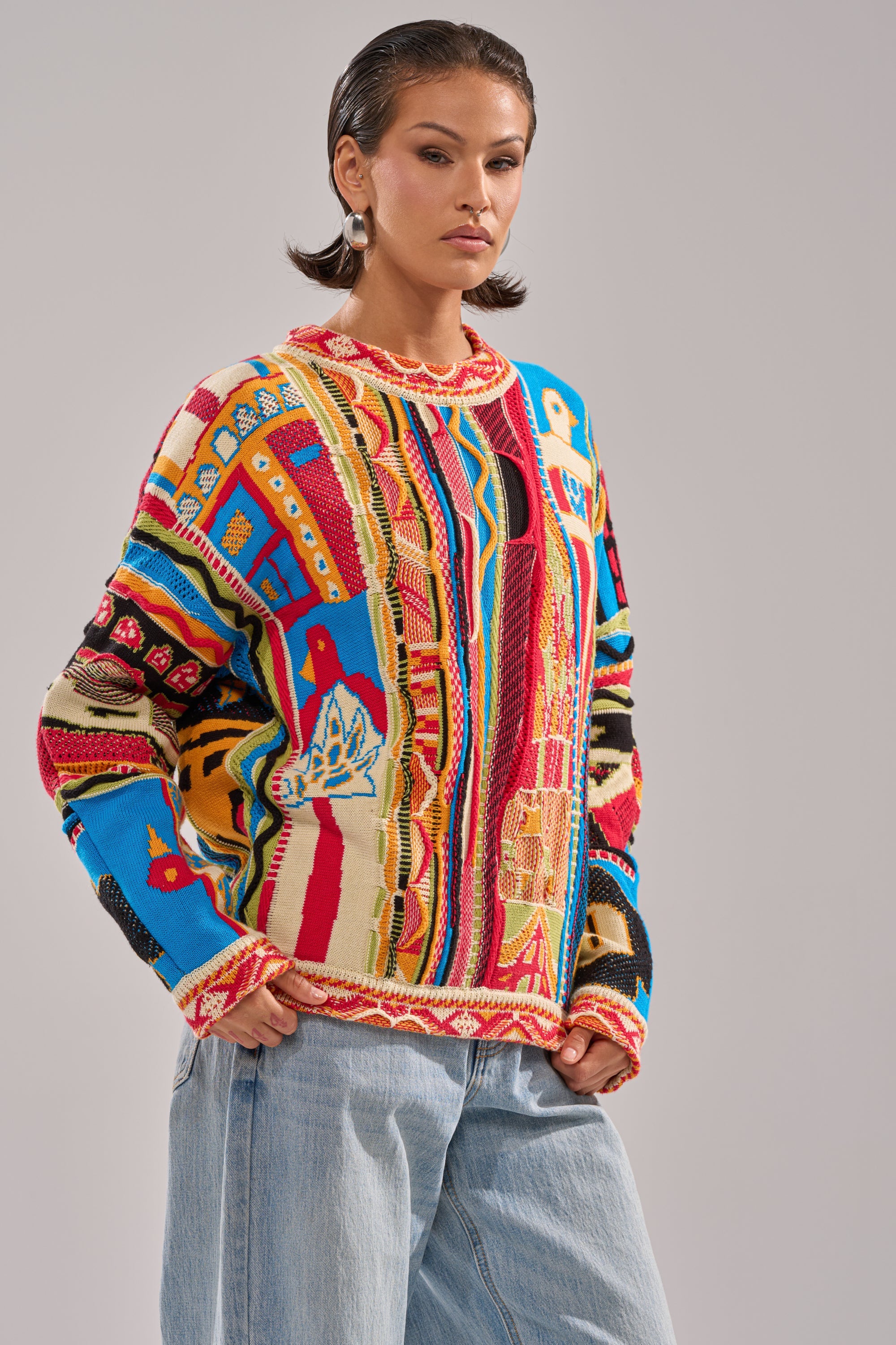 RETRO OVERSIZED SWEATER IN MULTI