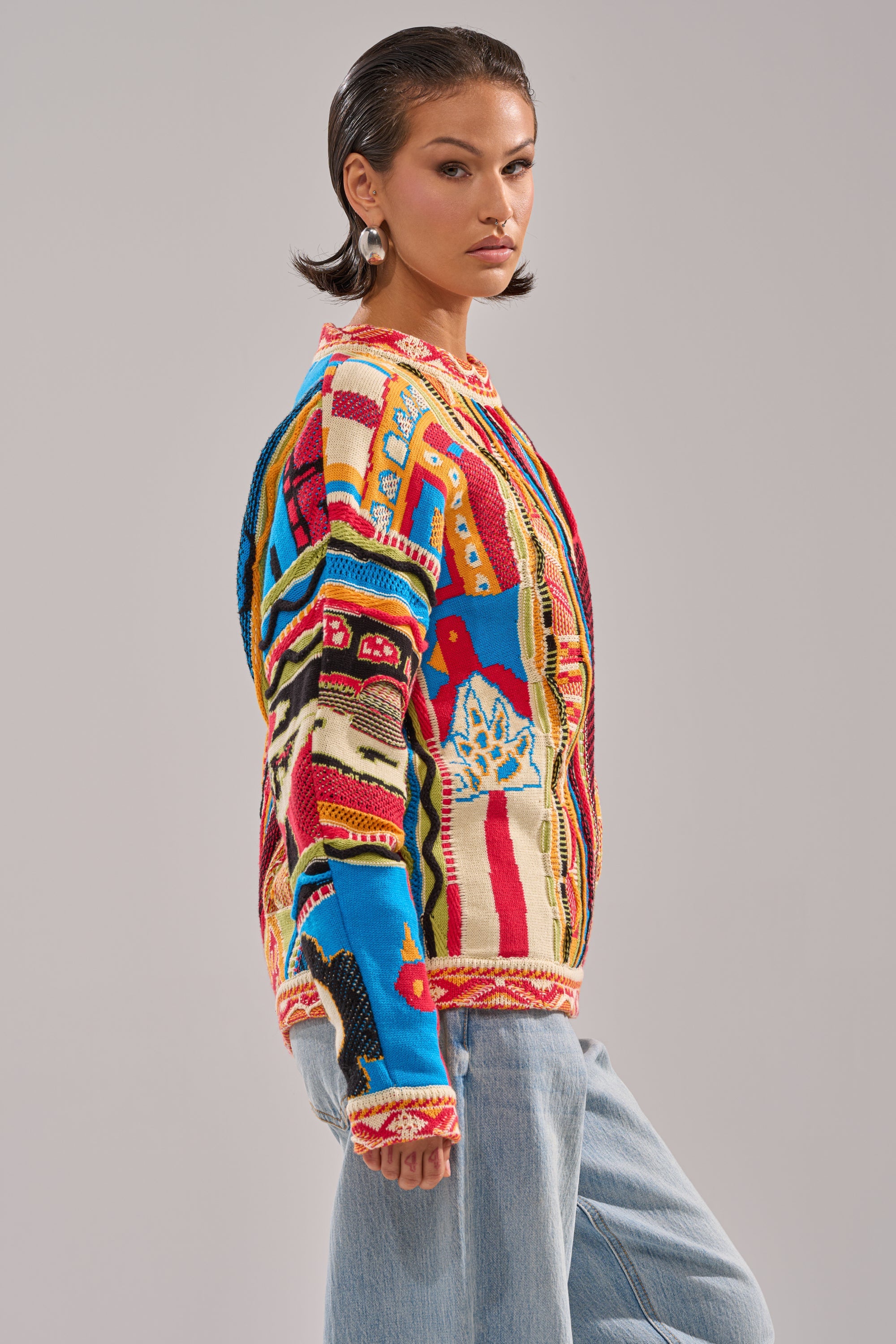 RETRO OVERSIZED SWEATER IN MULTI