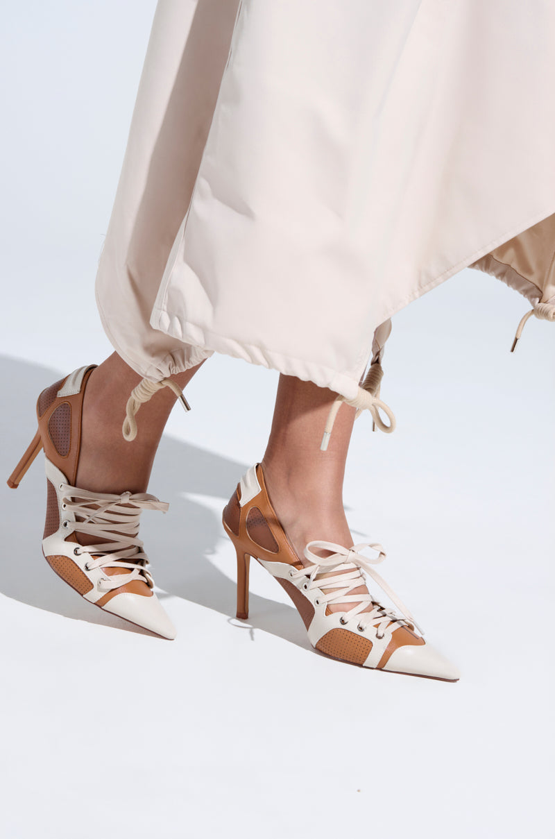 AZALEA WANG FIRST STRING TAN COLOR BLOCK SPORTY PUMP