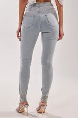 FLEX FIT SKINNY DENIM PANTS WITH RHINESTONES