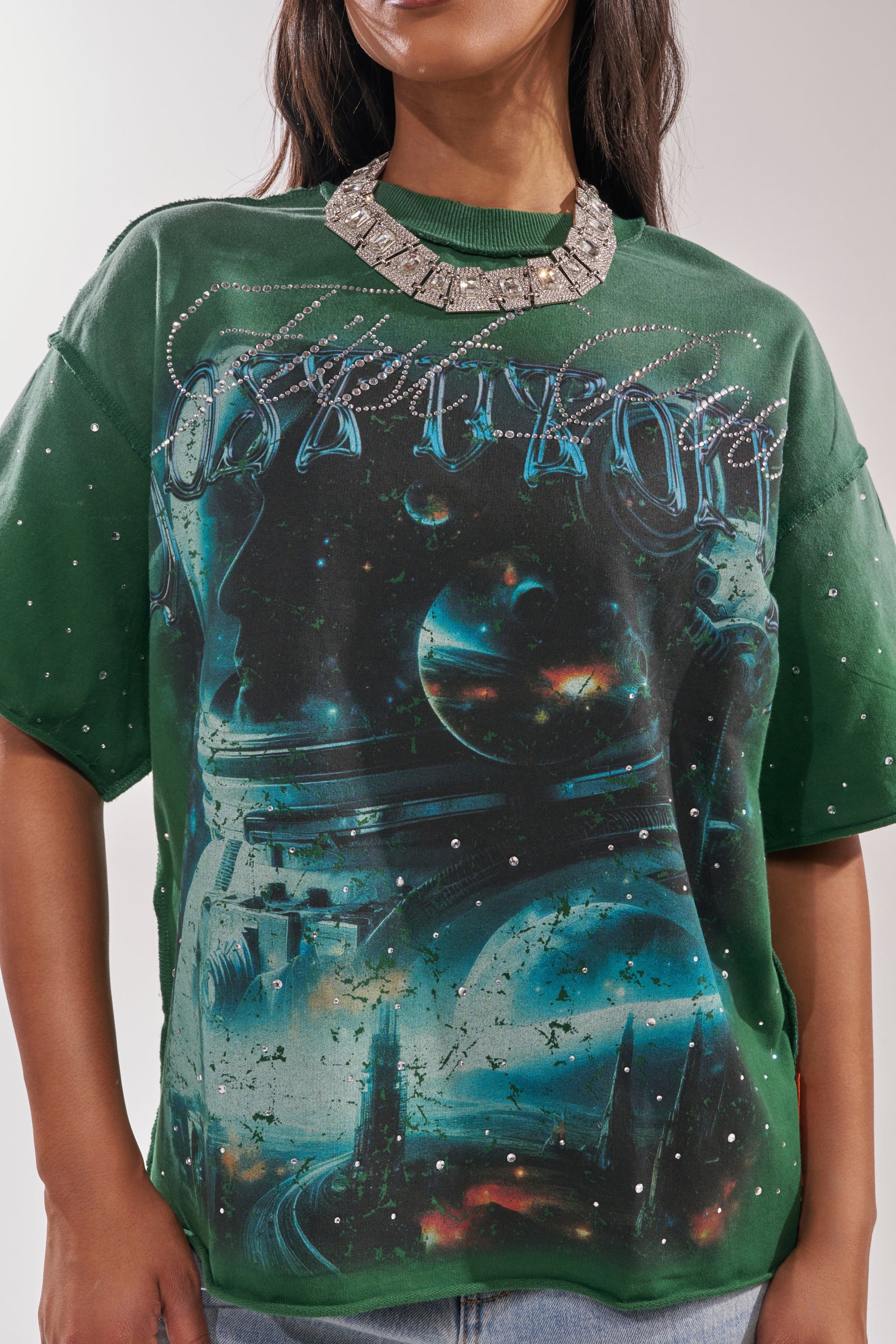 FIRST ROW INTERSTELLAR RHINESTONE FRENCH TERRY TEE
