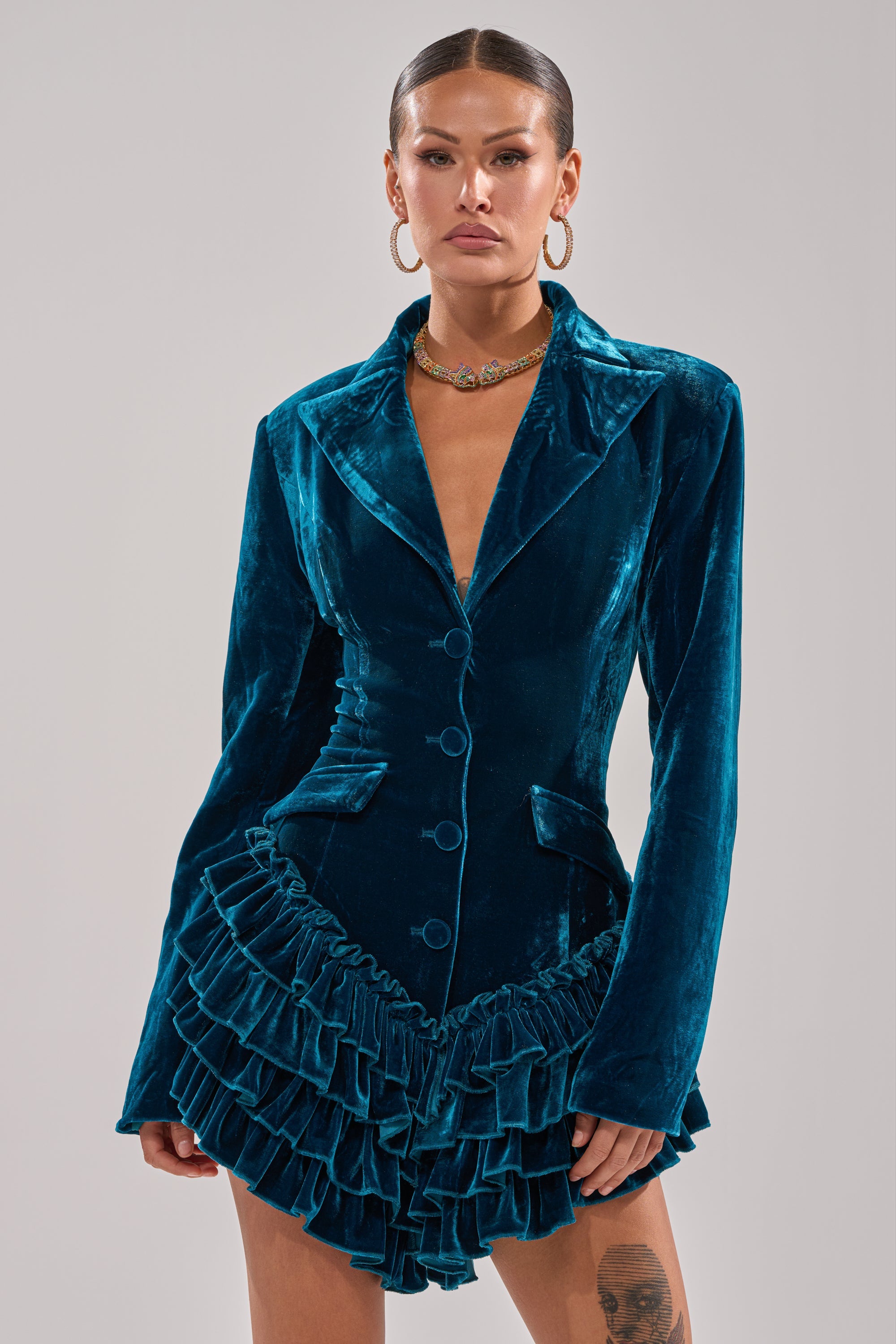 SHE'S ROYALTY VELVET ROMPER