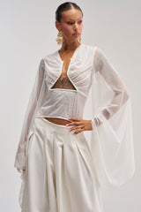 CELESTE CUTOUT DRAPE TOP IN WHITE