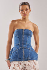 UPSIDE DOWN DENIM CORSET