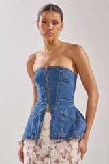 UPSIDE DOWN DENIM CORSET