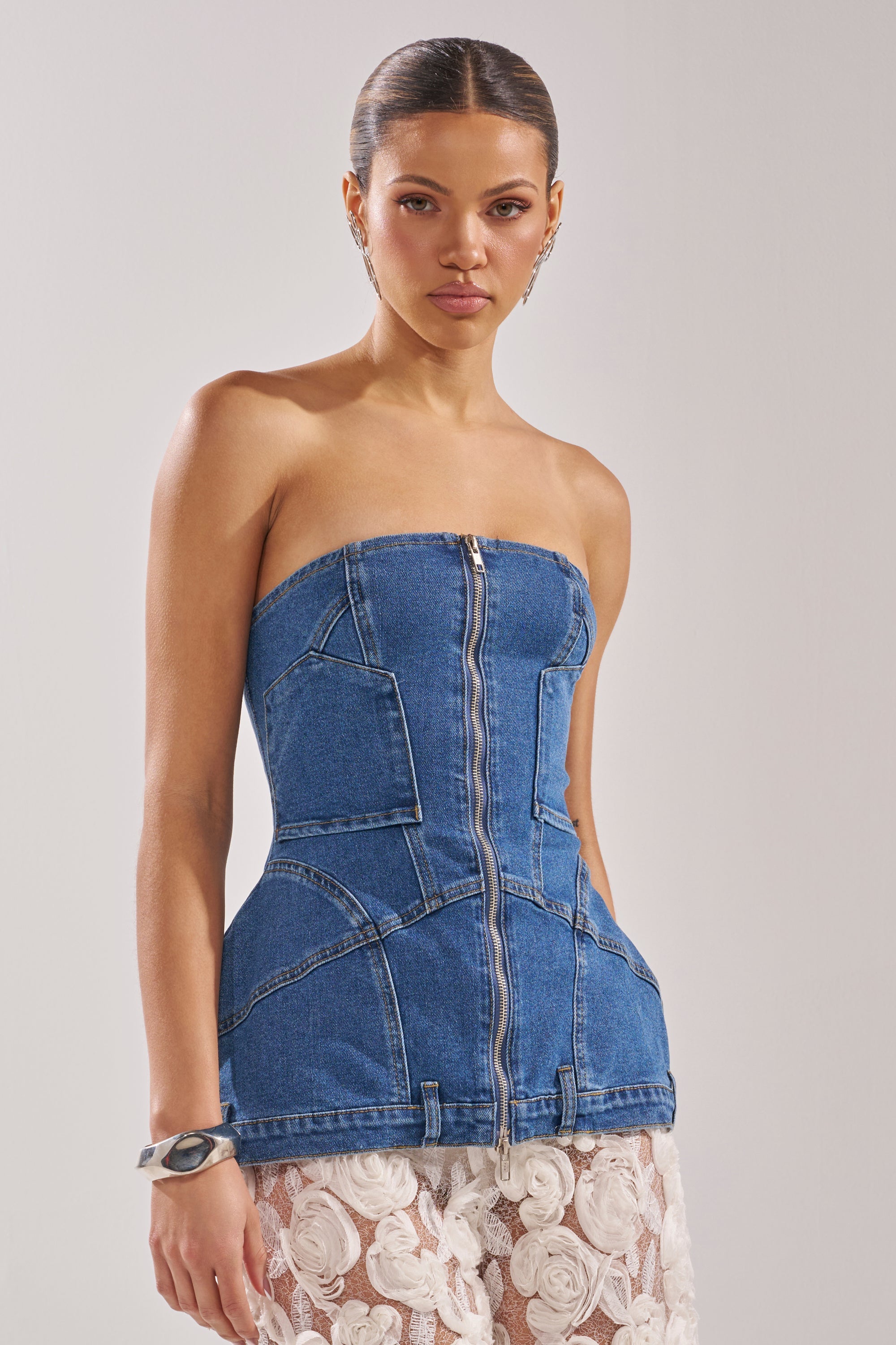 UPSIDE DOWN DENIM CORSET