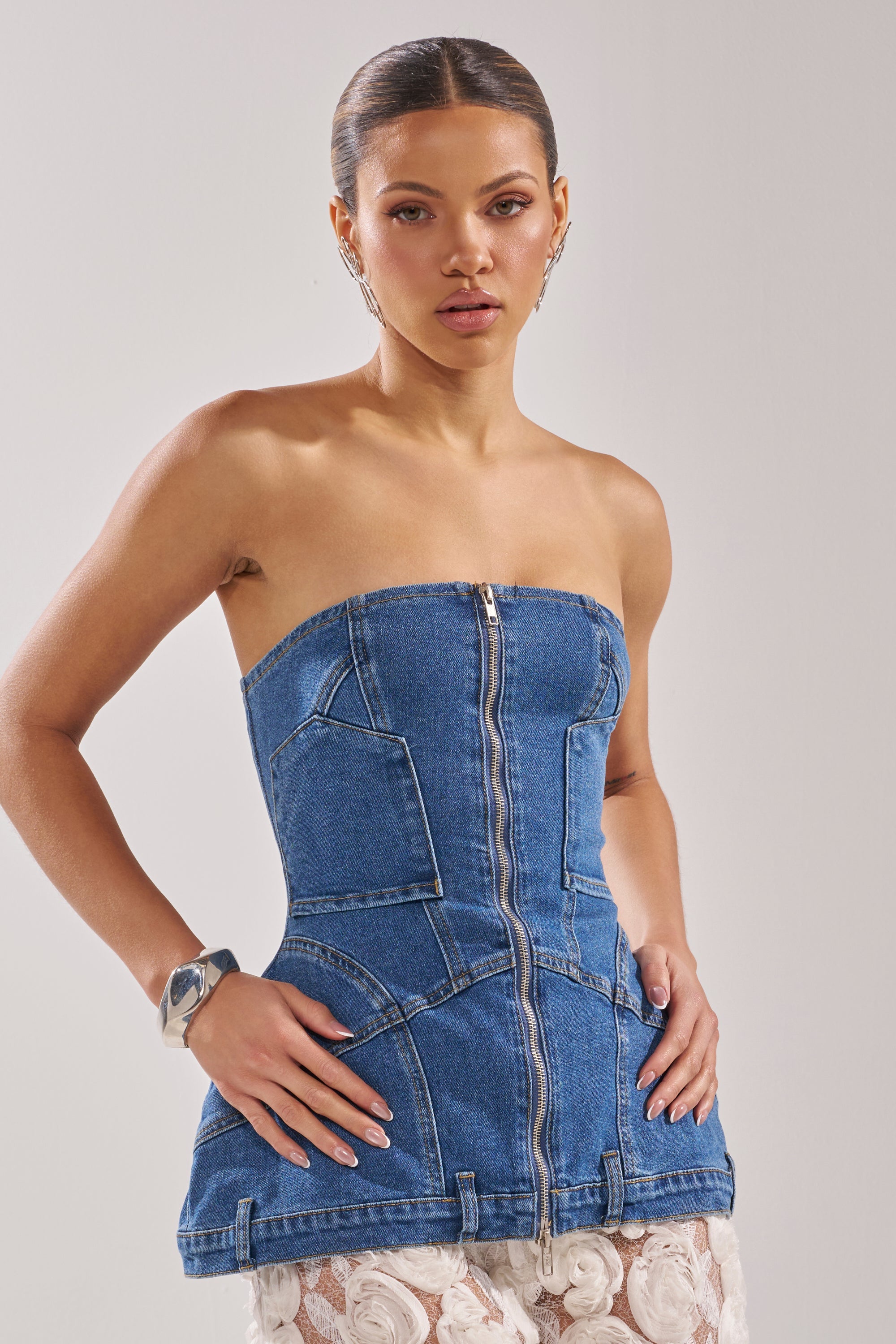 UPSIDE DOWN DENIM CORSET