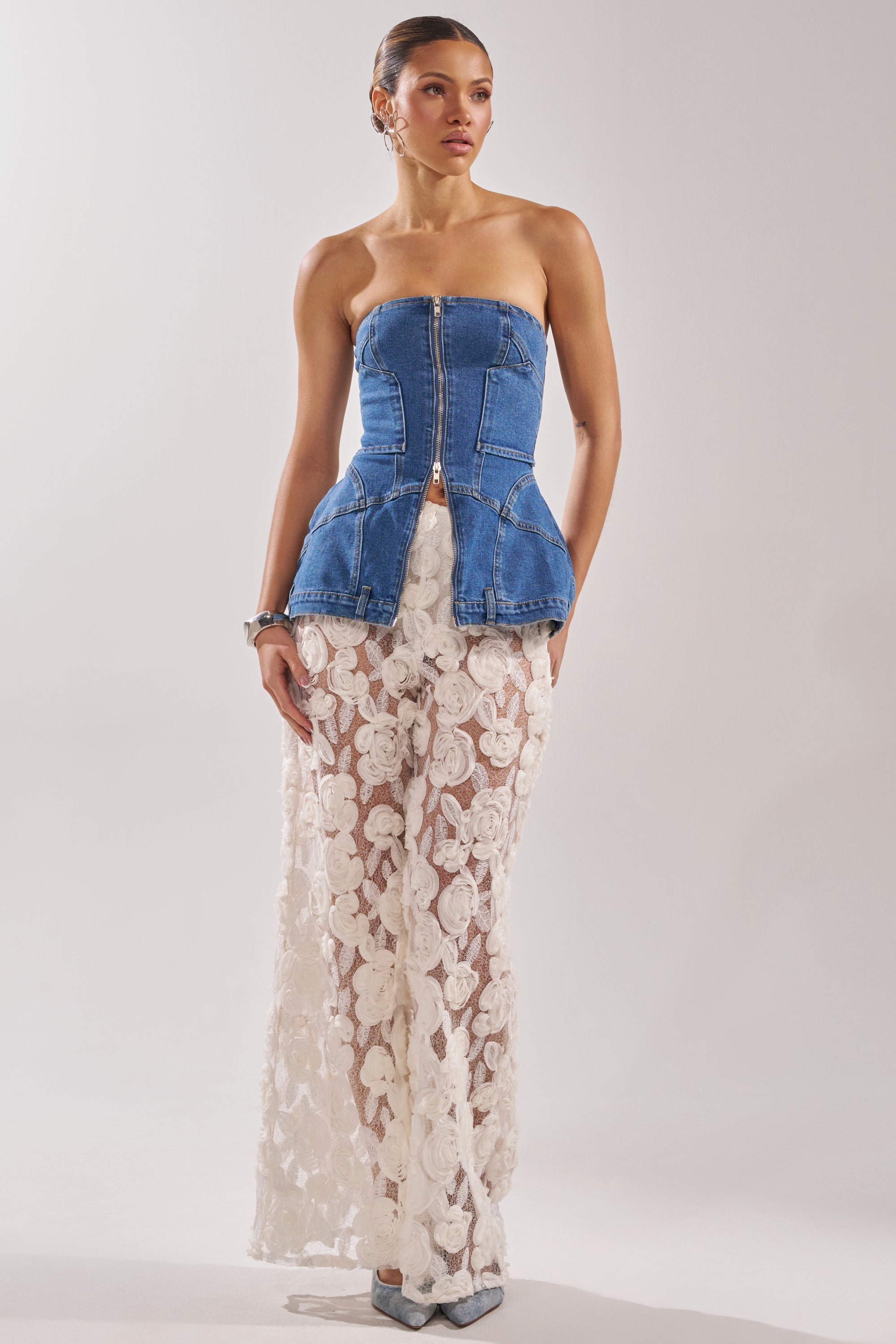 UPSIDE DOWN DENIM CORSET