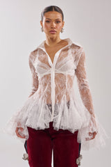 LADY LOVER LACE BUTTON DOWN
