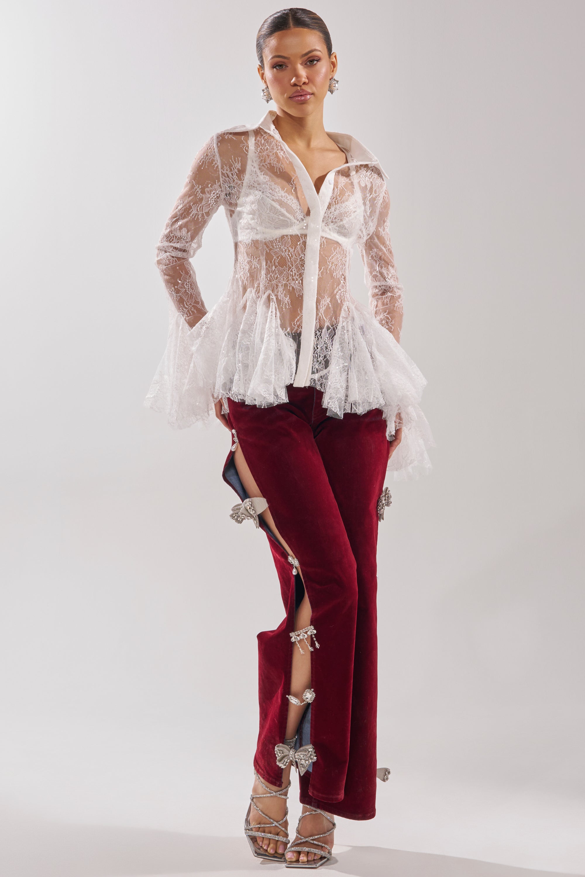 LADY LOVER LACE BUTTON DOWN
