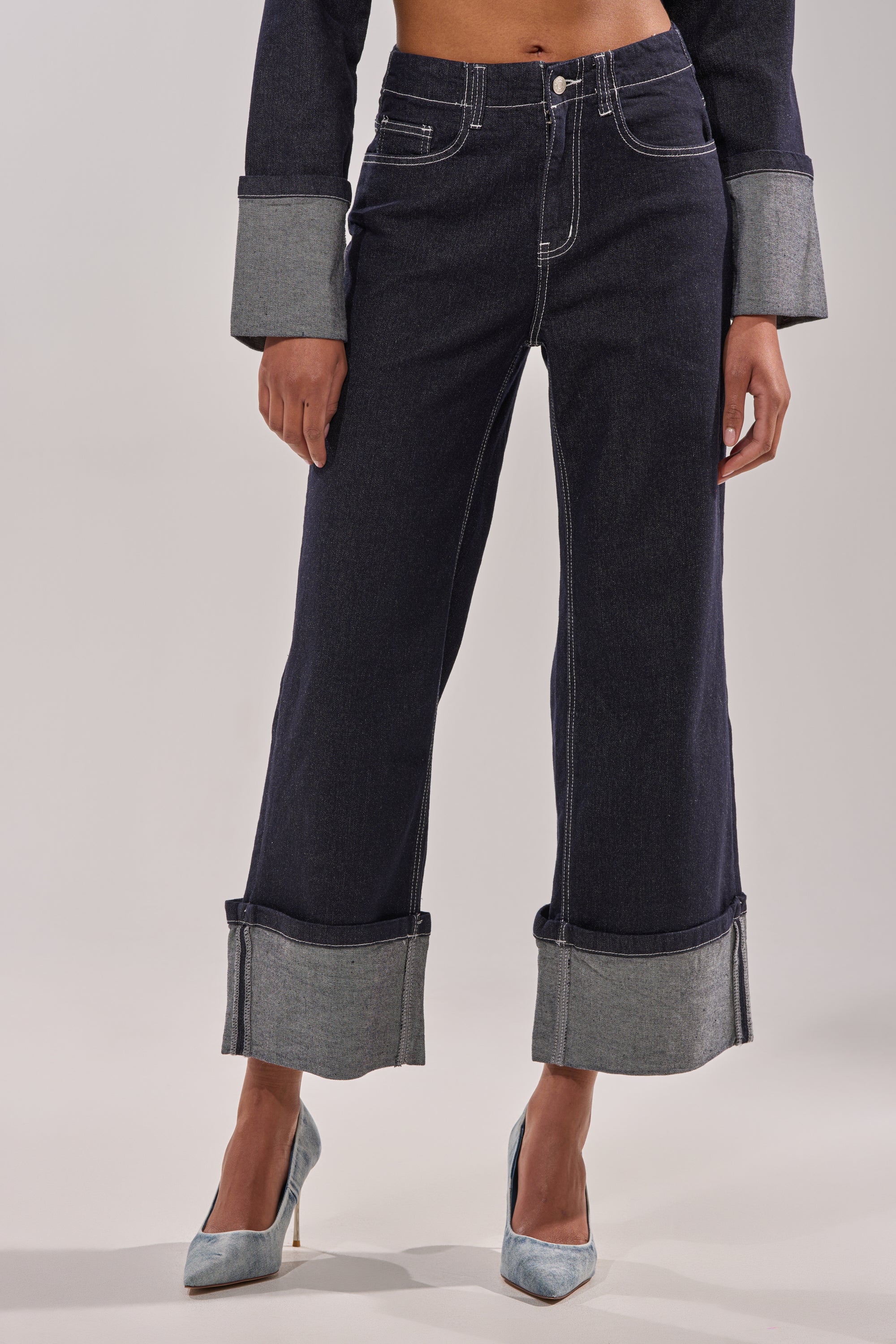 DON'T TALK TO ME WIDE LEG DENIM JEANS