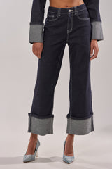 DON'T TALK TO ME WIDE LEG DENIM JEANS