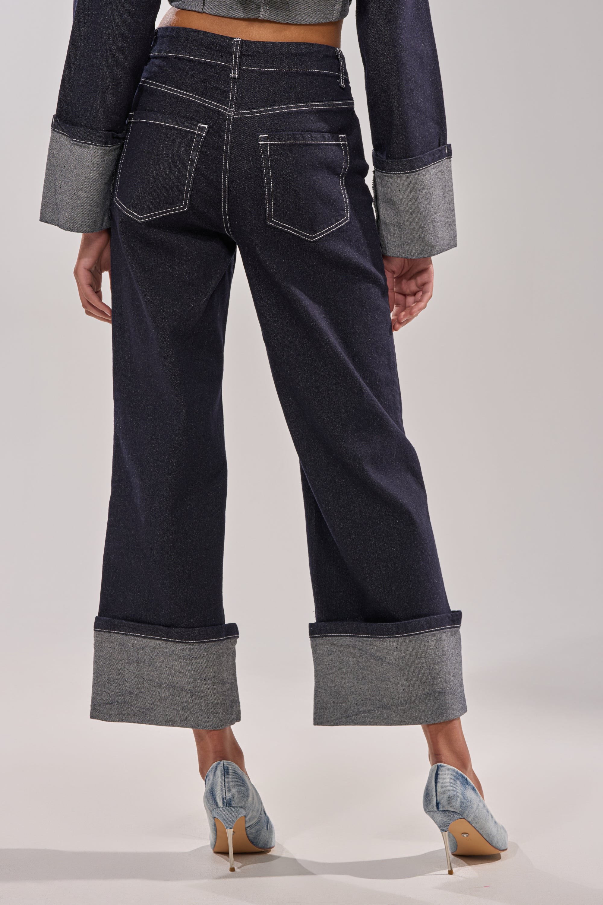 DON'T TALK TO ME WIDE LEG DENIM JEANS