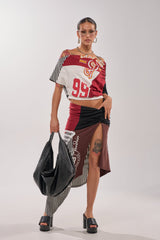 SCHOOL SPIRIT REWORKED MIDI SKIRT
