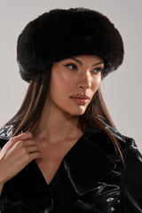 LUXE JENNY FAUX FUR HEADBAND IN BLACK