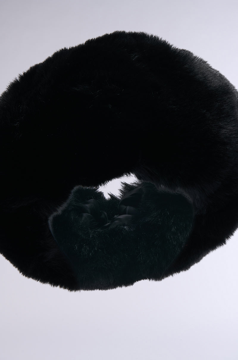 LUXE JENNY FAUX FUR HEADBAND IN BLACK