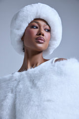 LUXE JENNY FAUX FUR HEADBAND IN WHITE